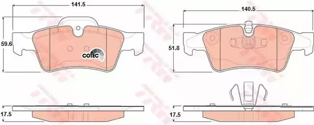 Комплект задніх колодок GDB1643 TRW