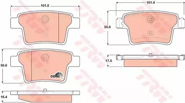 Задні колодки GDB1665 TRW