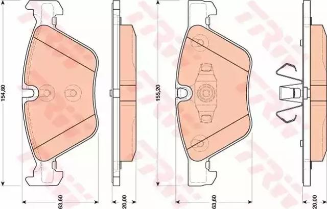 Передні гальмівні колодки GDB1810 TRW