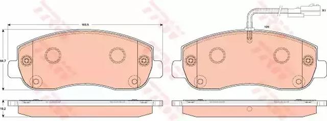 Передні гальмівні колодки GDB1910 TRW
