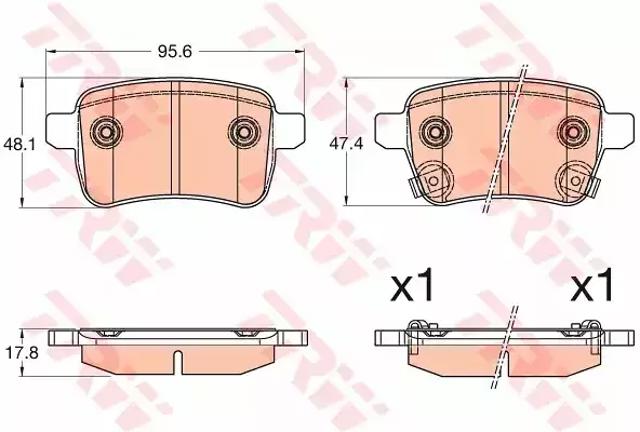 Задні гальмівні колодки GDB2032 TRW