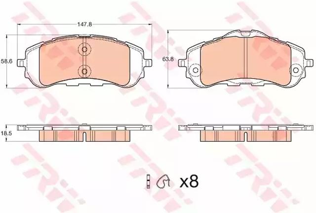 Колодки гальмівні передні, дискові GDB2044 TRW