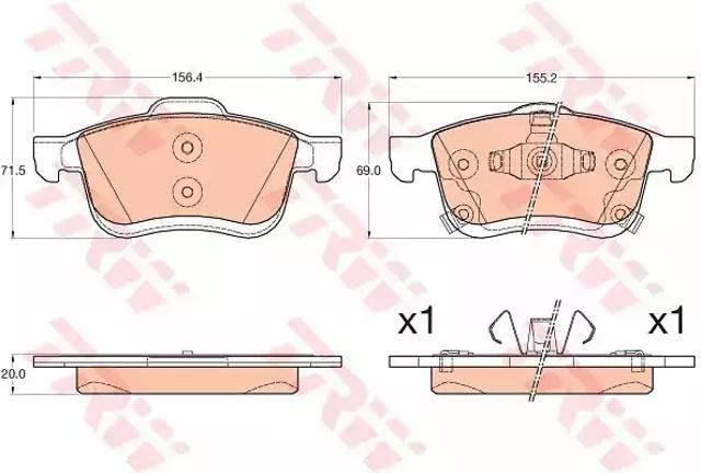 Передні гальмівні колодки GDB2060 TRW