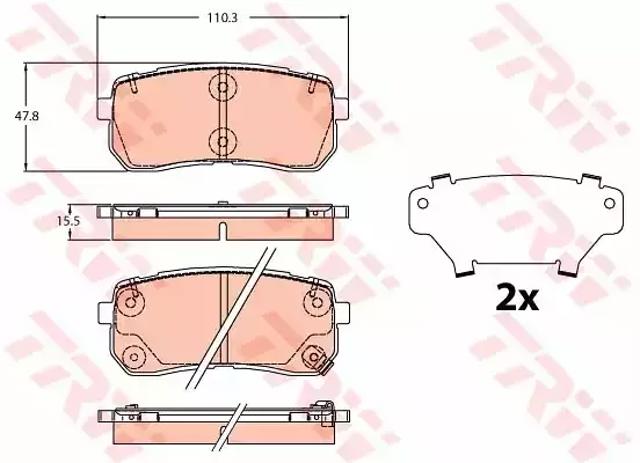 Комплект задніх колодок GDB2112 TRW
