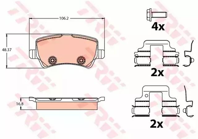 Задні дискові колодки GDB2125 TRW