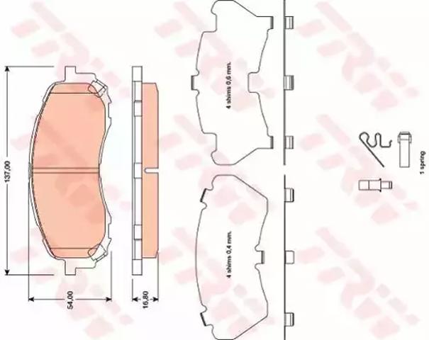 Передні гальмівні колодки GDB3469 TRW