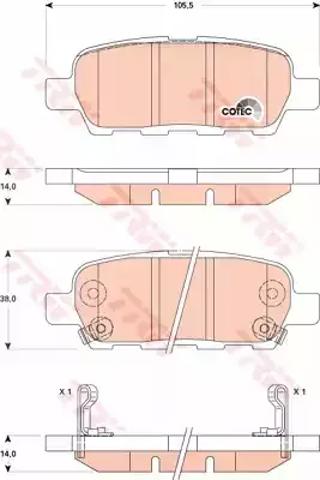 Комплект задніх колодок GDB3507 TRW