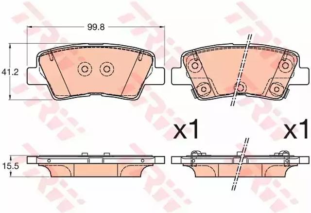 Комплект задніх колодок GDB3594 TRW