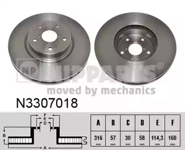 Диск переднього гальма N3307018 NIPPARTS