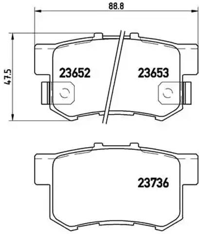 Комплект задніх колодок P28039 BREMBO