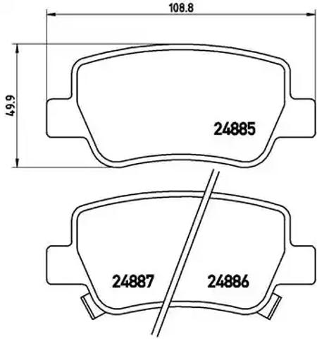 Комплект задніх колодок P83112 BREMBO