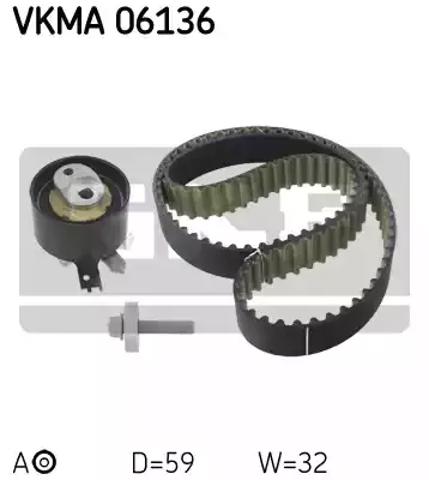Ремінь ГРМ, комплект VKMA06136 SKF