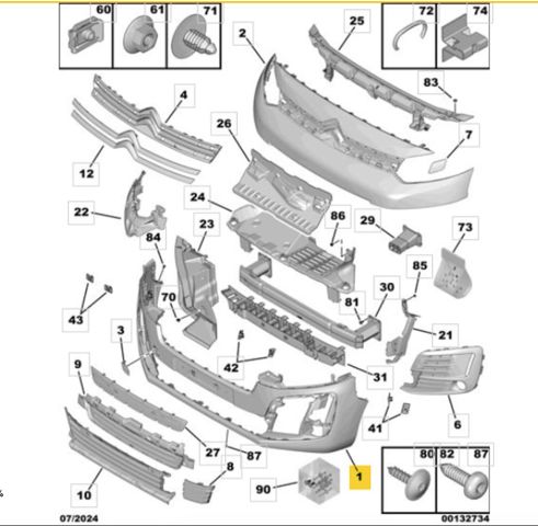 Кожух бампера переднього 1614346380 PEUGEOT