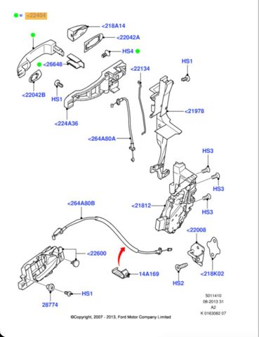 Ручка передніх дверей, зовнішня 1776941 FORD