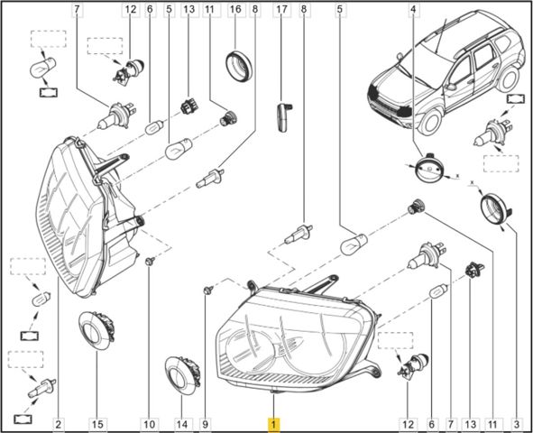 Основна фара в зборі ліва 260608209R RENAULT