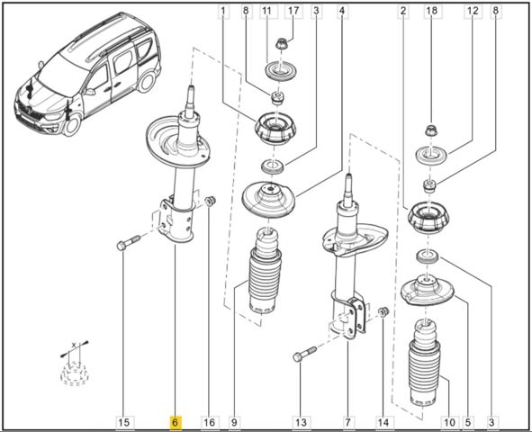 Амортизатори передні 543023778R RENAULT