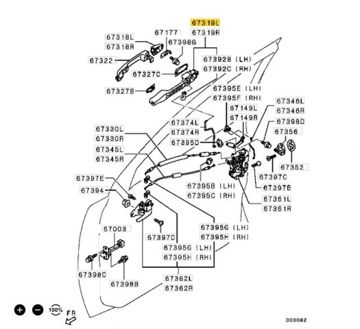 Тримач зовнішньої ручки дверей, передніх лівих 5716A033 MITSUBISHI