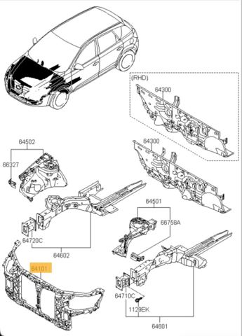 Установча панель передня 641011H300 HYUNDAI