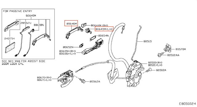 Ручка передніх дверей, зовнішня 80640EB33A NISSAN