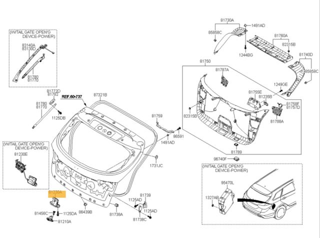 Замок кришки багажника 812303Z000 HYUNDAI