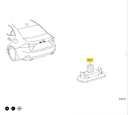 Ліхтар підсвічування заднього номерного знака 8127053030 TOYOTA