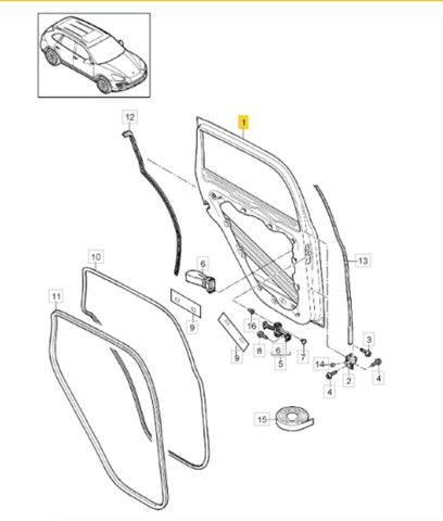 Двері пасажирськи задні ліві 95853301100GRV PORSCHE