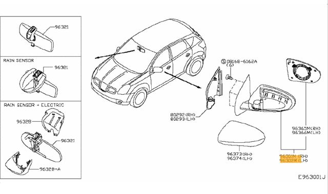 Ліве бічне дзеркало Nissan Qashqai 1