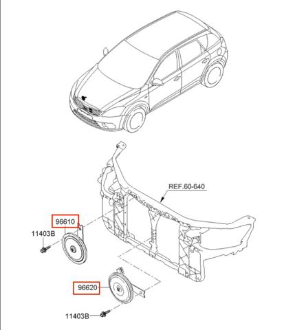 Сигнал звукової, клаксон 96610FD001 HYUNDAI