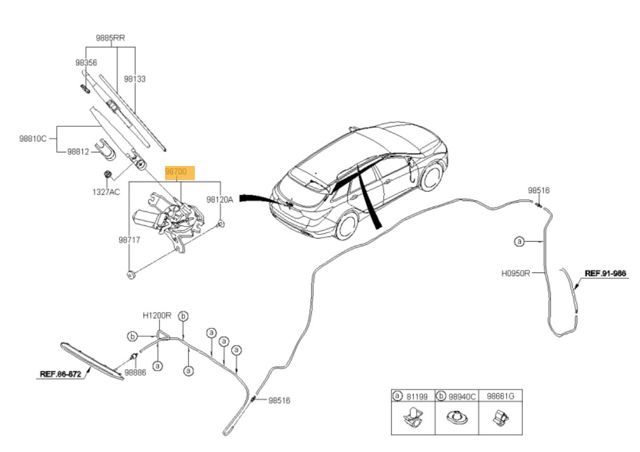 Моторчик заднього двірника 987003Z000 HYUNDAI