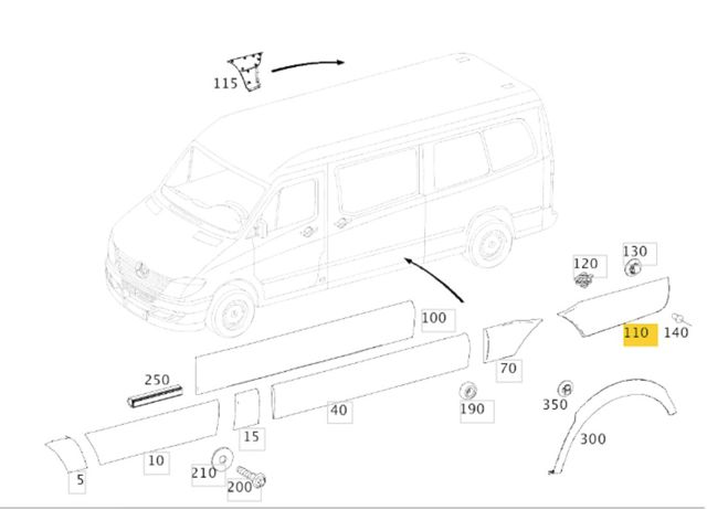 Молдинг заднього правого крила A9066902882 MERCEDES