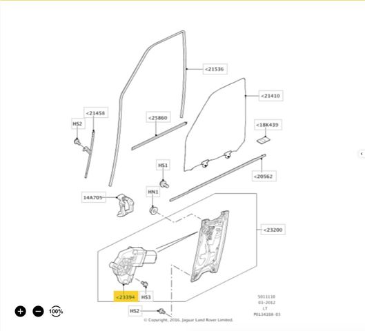 Механізм стеклопідйомника дверей передніх, лівих CUH500250 LAND ROVER
