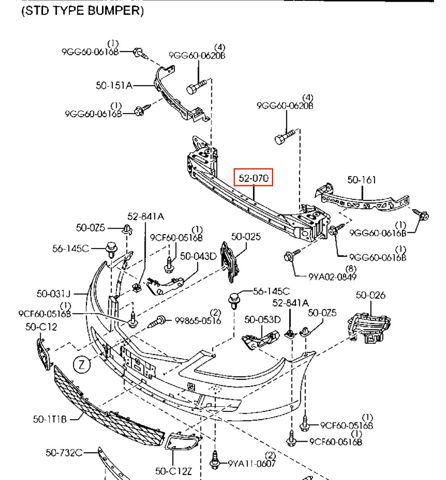 Швелер переднього бампера G31A50070B MAZDA