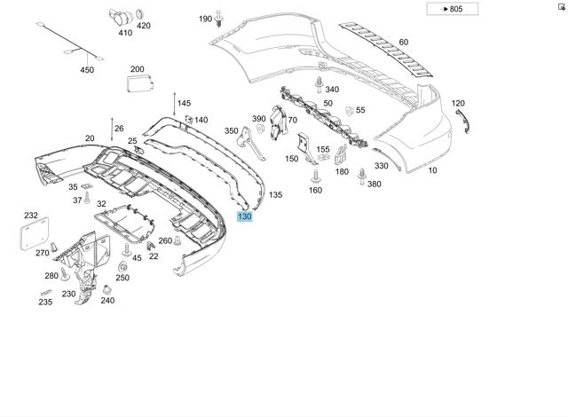 Молдинг бампера заднього A1668857622 MERCEDES