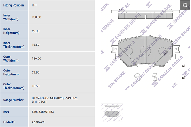 Колодки передні SP4123 HI-Q