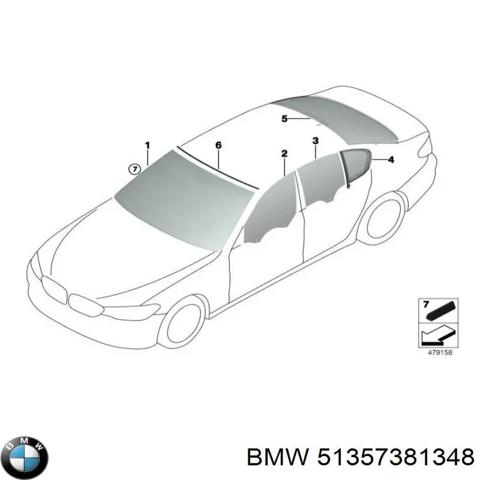 Скло-кватирка двері, задньої, правої 51357381348 BMW