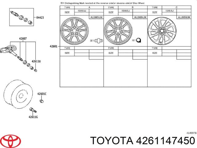 Диски литі (легкосплавні, титанові) 4261147450 TOYOTA