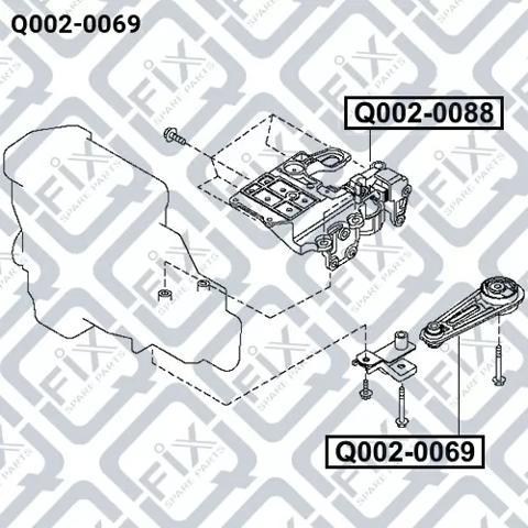 Подушка (опора) двигуна, ліва нижня Q0020069 Q-FIX