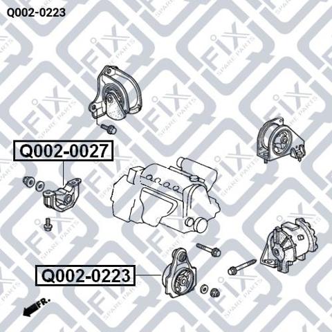 Подушка (опора) двигуна, ліва передня Q0020223 Q-FIX