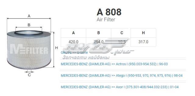Фільтр повітряний A808 MFILTER