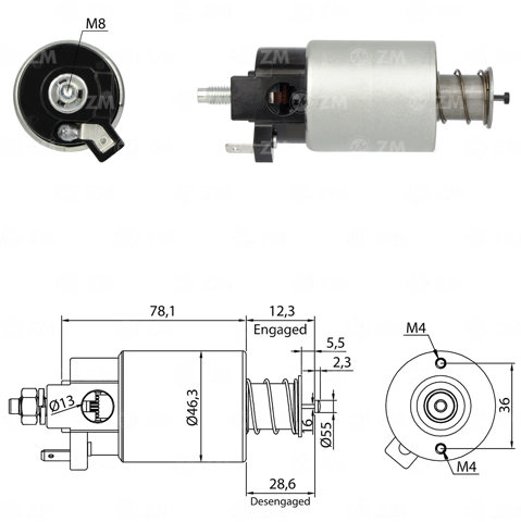 Втягуюче стартера ZM1665 ZM
