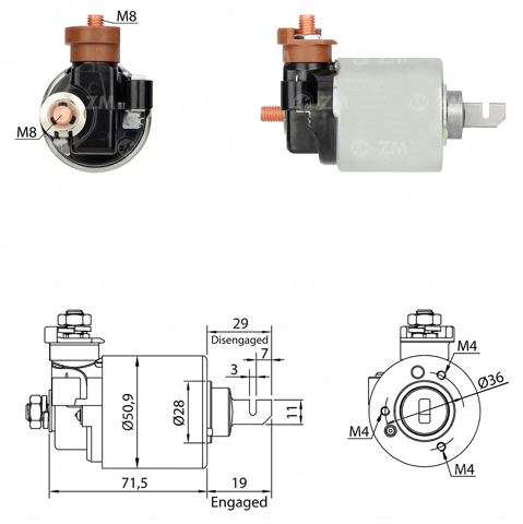 Тягове реле стартера ZM605 ZM