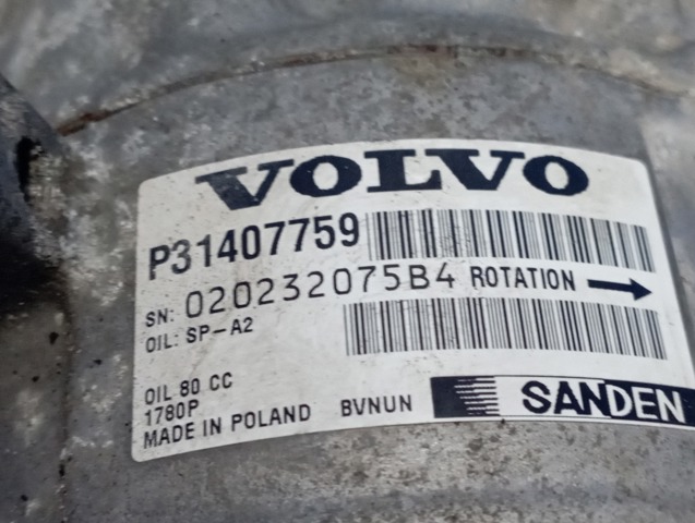 Компресор кліматичної установки 31407759 VOLVO