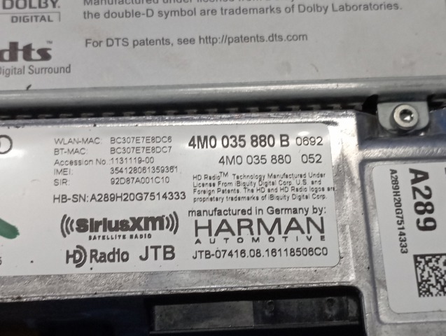 Магнітола 4M0035880B VAG