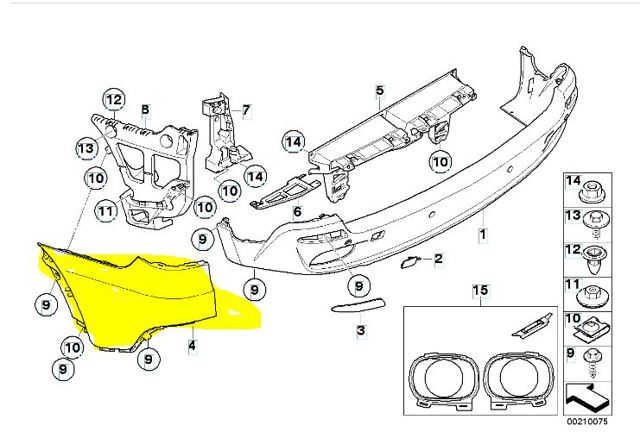 Ікло заднього бампера ліве 51127158439 BMW