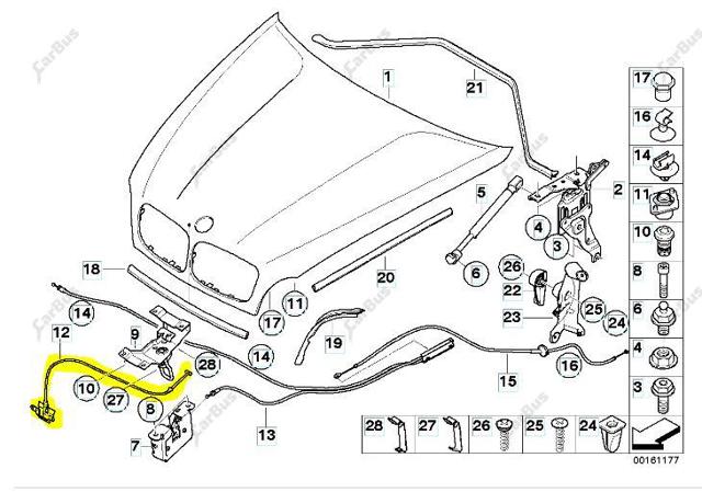 Тяга приводу замка капота 51237164798 BMW