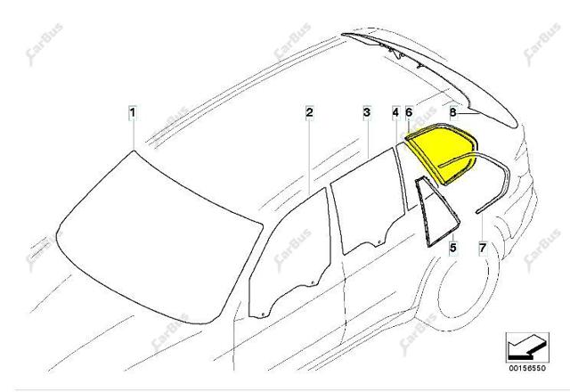 Скло багажника, ліве 51377207873 BMW