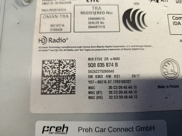 Блок керування мультимедійний 5Q0035874B VAG