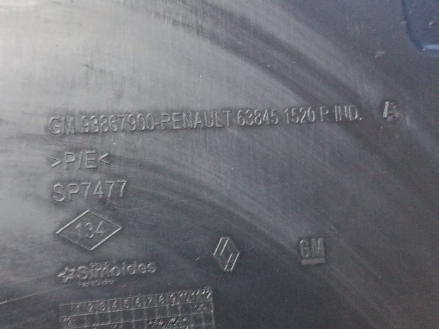 Підкрилок переднього крила, правий задній 638451520R RENAULT