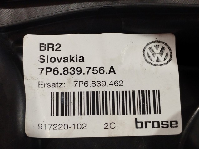 Механізм склопідйомника двері задньої, правої 7P6839756A VAG