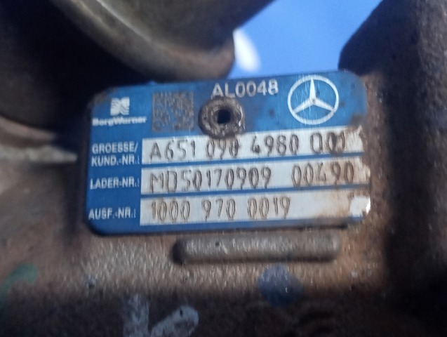 Турбонаддув A6510904980 MERCEDES